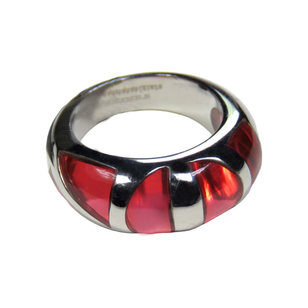 Inox Womens Stainless Steel Ring With Red Accents And Inlay 39$
